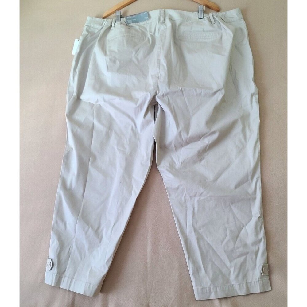 Talbots Perfect Crop Curvy Pants Plus Sz 24W Beige Chinos Zip Front Preppy NWT - Picture 3 of 10